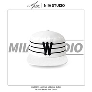 W Letter Corduroy Flat Top Baseball Cap Retro Embroidered Flat Brim Cap