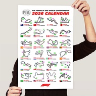 2026F1Calendar Poster Formula One Racing Schedule Wall Scroll F1Runway Sports Car Wall Stickers Surr