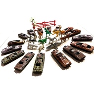 32pcs set Light Metal cars and Wild Animals set Toys For Trains and Wild Animals
