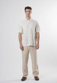 East India Company Ryce - Regular Fit Short Sleeve Linen Printed Shirt