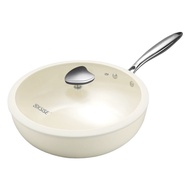 （32cm）Nonstick Ti-Ceramic Large Capacity Wok No PFAS& PTFE& PFOA Suitable for All Stoves（32cm）