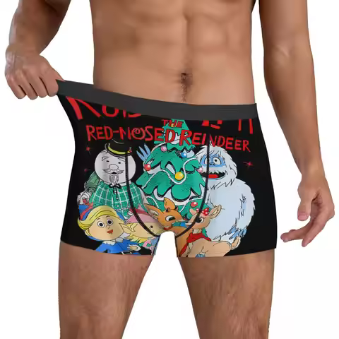 Funny Cute Rudolph The Red Nosed Reindeer Christmas Tree Boxer Shorts 3D Pouch Underwear Hot Sale Bo