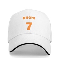 sports cap- MS Dhoni Cricket Themed Personalized Sports Cap - Orange-White Text & Number White Baseb