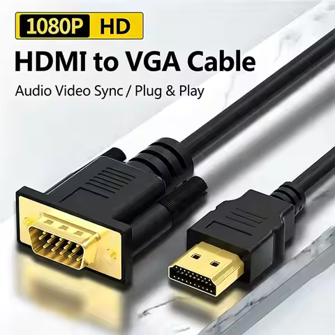 5m 10m 1080P HDTV Male to VGA Male Converter HDMI Input To VGA Output Cable for PC Laptop Monitor Pr