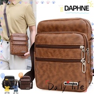 DAPHNE Men's Bag Casual, Large Capacity PU Leather Crossbody Bag,  Black Brown Waterproof Shoulder M