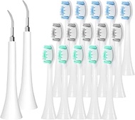 Replacement Toothbrush Heads Compatible with Philips Sonicare, 15 Pcs Professional Electric Toothbrush Heads &amp; 2 Pcs Plaque/Tartar Remover for Teeth, Soft Brush Head Refill for Phillips Sonic Care