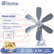Simmo Clip Fan 3in1 Portable Mini Fan 6 Soft Blades Adjustable Wall Fan Kipas Meja Desktop Fan Mini 