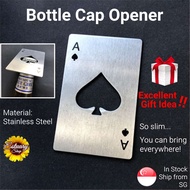 [SG Seller] Playing Card Bottle Cap Opener High Quality Ace of Spades Stainless Steel - Christmas Xmas Gift