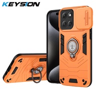 KEYSION Shockproof Armor Ring Stand Case for Motorola MOTO G86 5G G86 Power G56 5G Slide Camera Lens