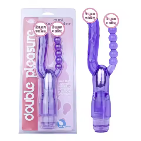Vibrator Pink | TPR Jelly Vaginal Vibrator and Anal Beads Multi-Speed Waterproof Double Penetration 