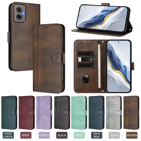 Leather Flip Phone Case For Motorola Moto G86 Power G86 G56 G06 Power G06 G85 G75 G55 G45 G35 G15 Po