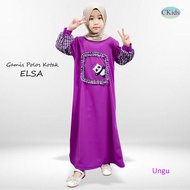 CF Kids Gamis Anak Polos Panda Ruffle Frame Elsa – Dress Muslim Anak Lengan Kotak-Kotak