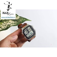 (QUALITY) Genuine cowhide watch strap for Seiko 5 / Ca sio AE 1200 WHD / Ca sio AE 1200 WH / Ca sio 