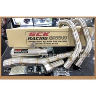 SCK RACING  Y15ZR LC135 4S 5S RS150 Full System Open Exhaust 2 Manifold 32mm + 35mm by AHM M3 LC4S LC5S RS  Y15