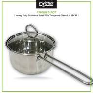 Viva Houz Cooking Pot Heavy Duty Stainless Steel With Tempered Glass Lid 18CM