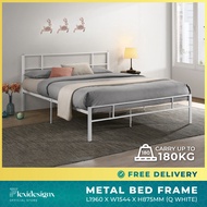 Metal Bed Frame Single / Super Single / Queen White Color Quality Standard Single Flexidesignx GINA