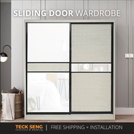 (FREE Shipping & FREE Installation) TECK SENG 8 Feet Sliding Doors Wardrobe / Anti-Jump / 2 Sliding 