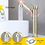 FIRTE Basin Faucet Water Tap 360 Degree Swivel Gold Bathroom Faucet 304 stainless steel Kitchen Sink Tap Hot and Cold Mixer Sink Water Crane