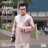 Fmp Men's Long Sleeve Koko Kurta Shirt With Toyobo Batik Motif Abu Bakar