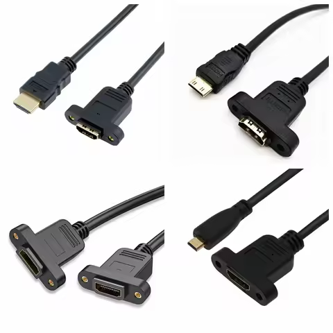 30cm Mini HDMI-Compatible Male to HDMI Micro HDMI Female Extension Connector Screw Lock Panel Mount 
