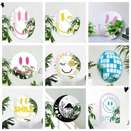 JMU001-011 Cartoon Smiling Face Expression Mirror UV Printed Acrylic Mirror Face Sticker Self Adhesive 2mm Mirror Wall Sticker