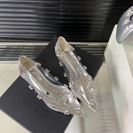 Pointed Toe Rhinestone Ballet Flats