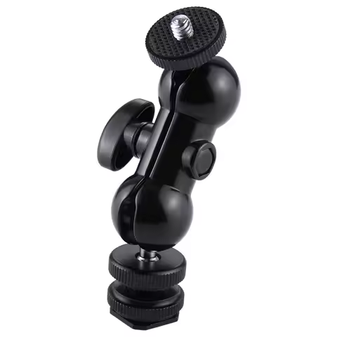 PULUZ Flash Hot Shoe Swivel Ball Head 1/4 inch Tripod Screw Magic Arm with Lock for SLR Camera