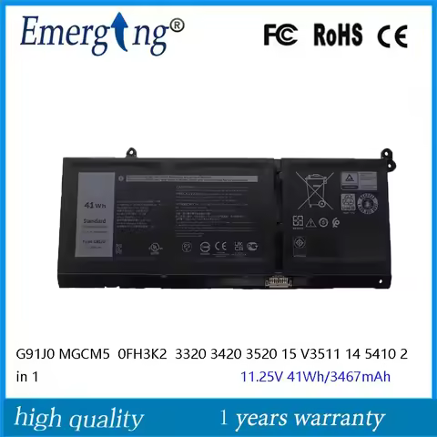 G91J0 Laptop Battery for Dell Latitude 3320 3420 3520 Vostro 3511 Inspiron 15 3511 3515 3520 14 5410