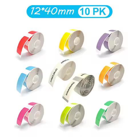 12*40mm Colored Transparent Thermal Stickers Roll 0.47*1.57inch Self-adhesive Label Tape Paper Name 