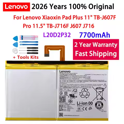 Original L20D2P32 Battery For Lenovo Xiaoxin Pad Plus 11" TB-J607F /Pro 11.5" TB-J716F J607 J716 Tab