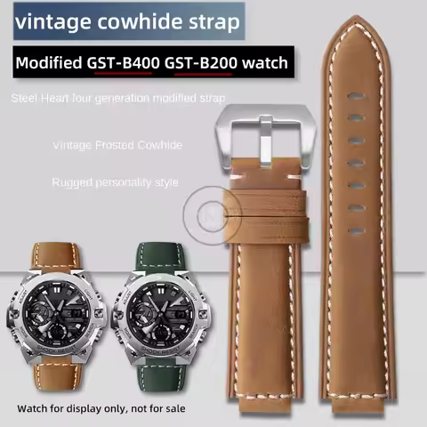 Modified GST-B400 GST-B200 watch strap for Casio G-Steel 5657 gst b400 5608 GST B200 cow leather bra