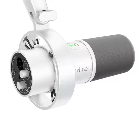 FIFINE Recording XLR Dynamic Microphone with Real-time Monitoring,USB Streaming Mic with Gain Knob/T