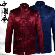 Men Samfu Traditional Costume Dragon Samfu Plus Size Long Sleeves Samfu Chinese New Year Clothes Sam Fu Baju Raya Melayu