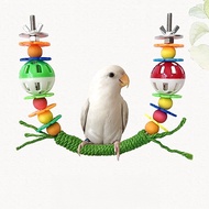 Rope Bird Perch | Parrot Toy | Colorful Hole Ball with Bell | Climbing and Chewing for Fun | Curved 