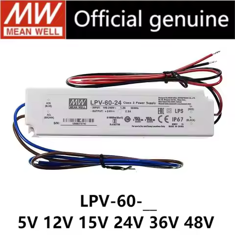 Tai Wan Mean Well LPV-60-12 12V 5A 60W Single Output Switching Power Supply Fully encapsulated with