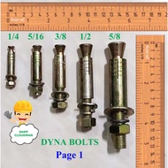 Dynabolts 1/4, 5/16, 3/8,  1/2,  5/8  Dyna Bolts, Expansion Bolt Sleeve Anchor Dynabolt Dyna bolt