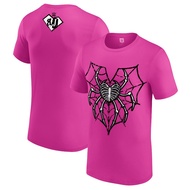 New Wwe Men's Pink AJ Lee Spider Web Heart T-Shirt