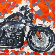 American Motorcycle Painting Harley Davidson Original Art Sportster Forty Eight