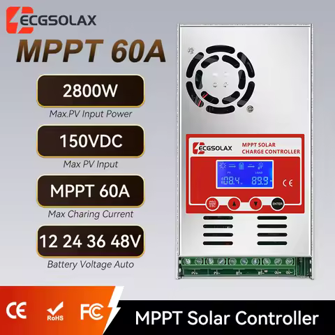 Solar Panel Charge Controller ECGSOLAX 60A MPPT Solar Charge Controller LifePo4 Battery Charging Con