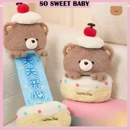 Bear Cake Plush Toy Cute Plushie Doll Sleeping Pillow Stuffed Toys Happy Birthday Cake Kids