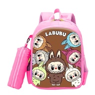 Tas Ransel Labubu Cartoon Waterproof Tahan Air dengan Tempat Pencil - Ransel Anak Perempuan SD