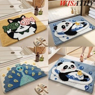 Plush Rug, Durable Cute Animal Bathroom Rug,  Soft Comfort Panda Cat Peacock Rubber Backing Anti-Sli