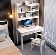 全城熱賣 - 實木書桌書櫃書架一體書桌 電腦桌（白色單桌+B扶手椅）（尺寸：100*60*180cm）#H257021124