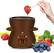 MultiOutools Mini Electric Fondue Pot Set with Dipping Forks, Chocolate Melts Candy Melts Fondue Pot, Melting Chocolate Small Pot for Chocolate Caramel Cheese (Brown)