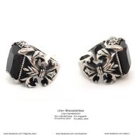 แหวน Chrome hearts แหวนโครมฮาท นิลดำ onyx ring สแตนเลสแท้ stainless 316l แหวนผู้ชาย แหวนแฟชั่น แหวนเ