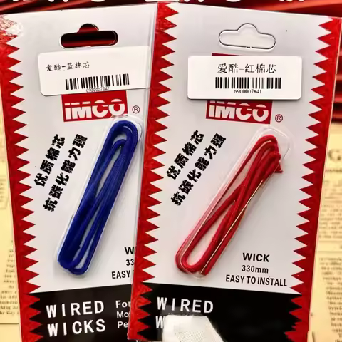 IMCO Brand Lighter Cotton Wick with Long Needle 33cm *Φ 2.3mm Wholesale Pack Red and Blue Colors Eas