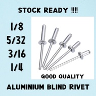50PCS ALUMINIUM BLIND RIVET / MATA RIVET  (1/4 & 6.5MM) / PAKU RIVET / 笔钉