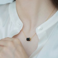 六字箴言和田墨玉項鏈 未時18K黃金手工吊墜路路通氣質女士禮物