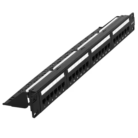 19“ 1U Cabinet Rack UTP 24 Port CAT6 Patch Panel RJ45 Network Cable Adapter 50U Modular Keystone Jac
