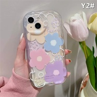 Casing hp Redmi 12 A2 A1 Note 12 Pro Note 11 11S 12C 10 9 10C 10A 9C 9A 9T Note10 Note10S Poco X5 M3 Pro X3 Floral Case 3D Wavy Curved Edge Fresh Flowers Soft Tpu Shockproof Phone Case Cover